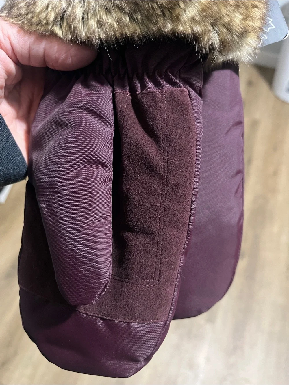 Pajar Plum Mittens with Faux Fur Cuff